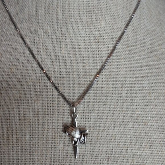 Vintage Jewelry - Beau Sterling Silver Praying Hands With Cross Pendant On Sterling Chain
